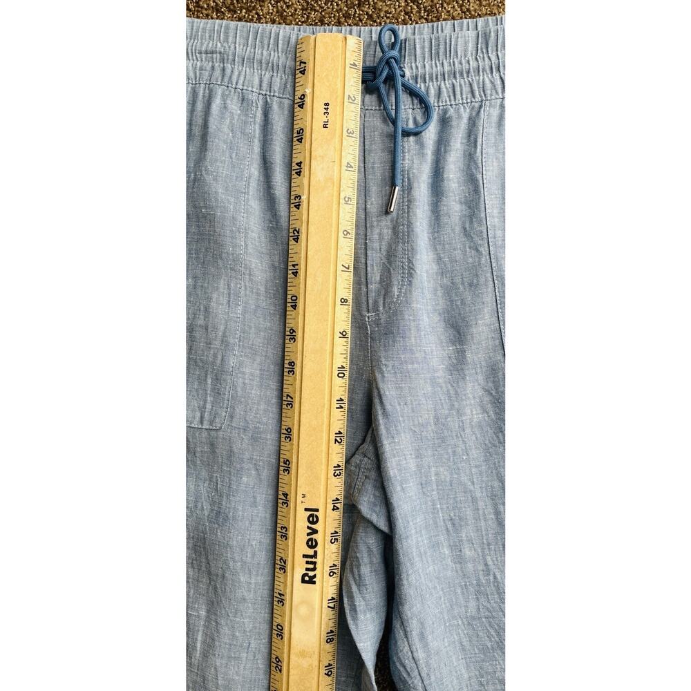 Athleta Sz 14 Linen Chambray Elas Wst Drawstring Wide Leg Jogger Pkts Athleisure - Picture 8 of 8